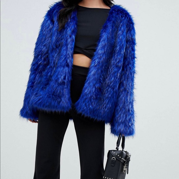 Jackets & Blazers - Cobalt blue faux fur coat